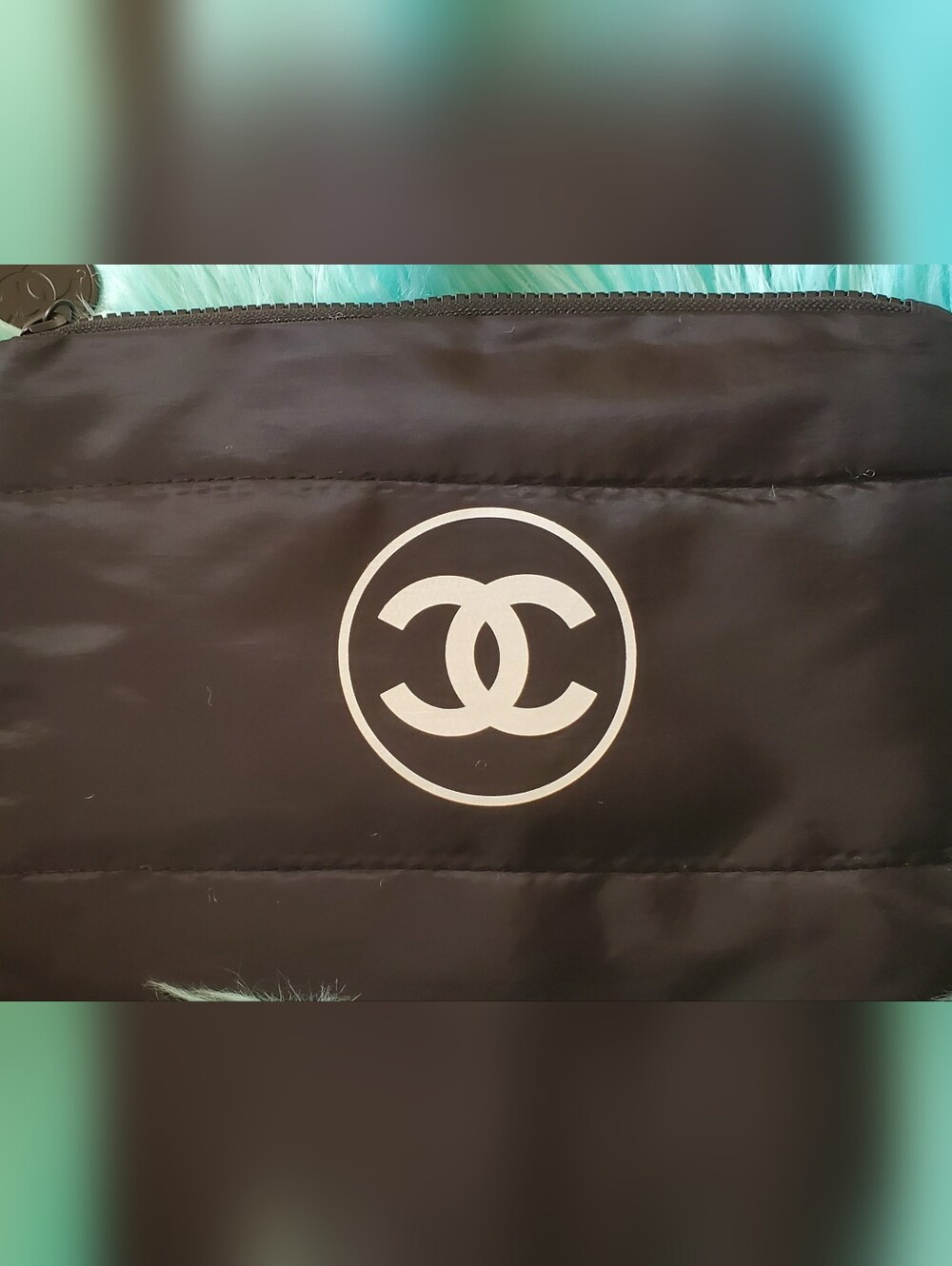 Black Quilted Bag, Quilted Bag with White Letters-REDUCED TWICE-FIRM PRICE; $45